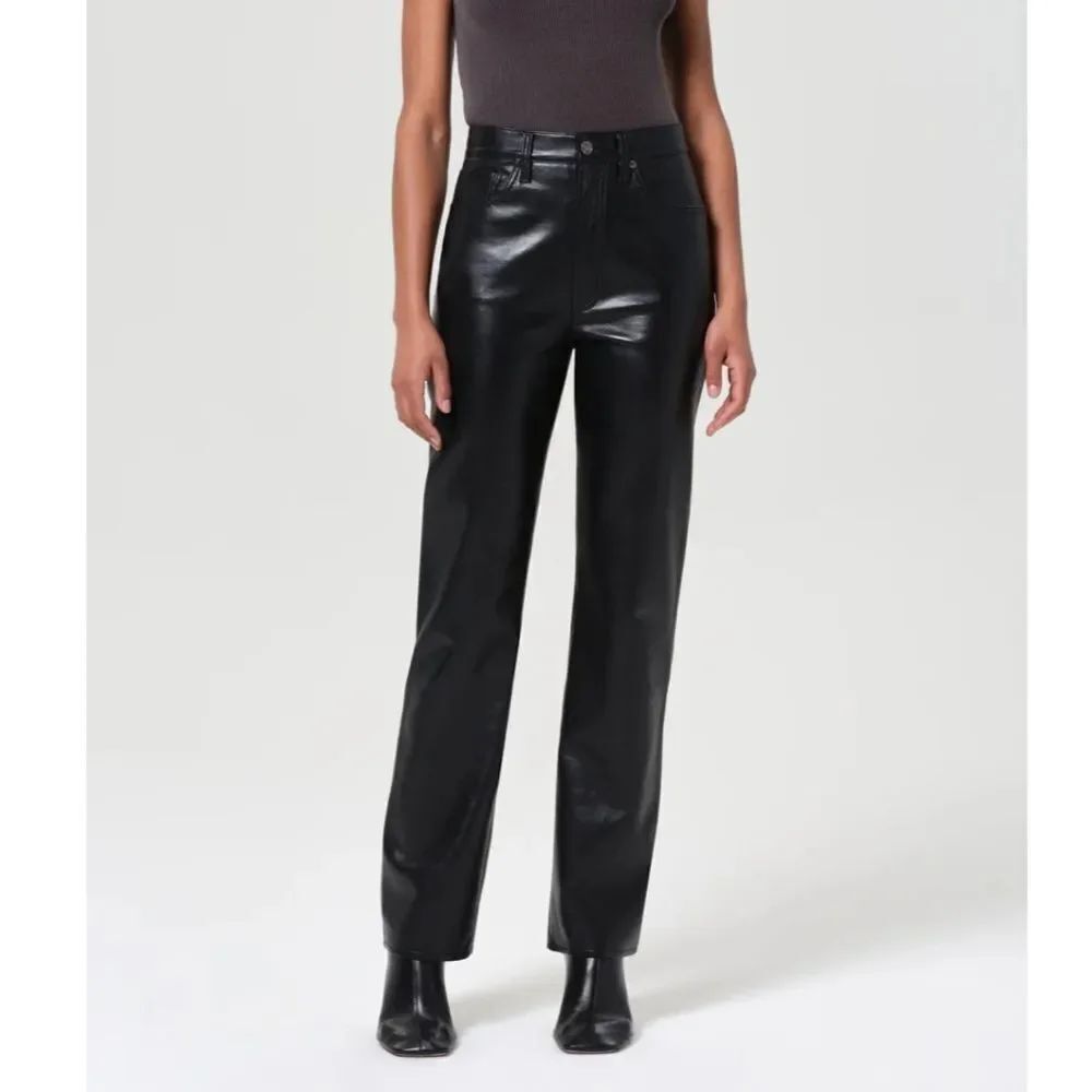 AGOLDE 90'S PINCH WAIST HIGH RISE STRAIGHT LONG (RECYCLED LEATHER) IN DETOX